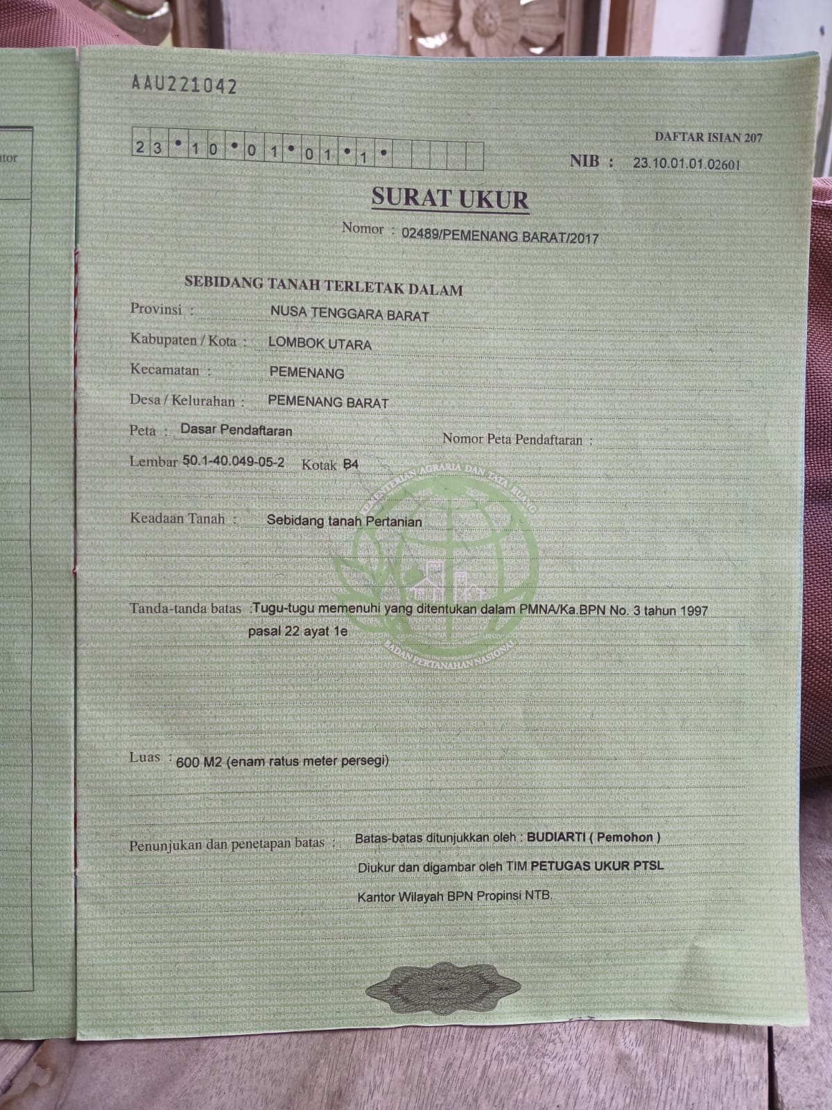 Tanah DiJual > Lokasi Bentek